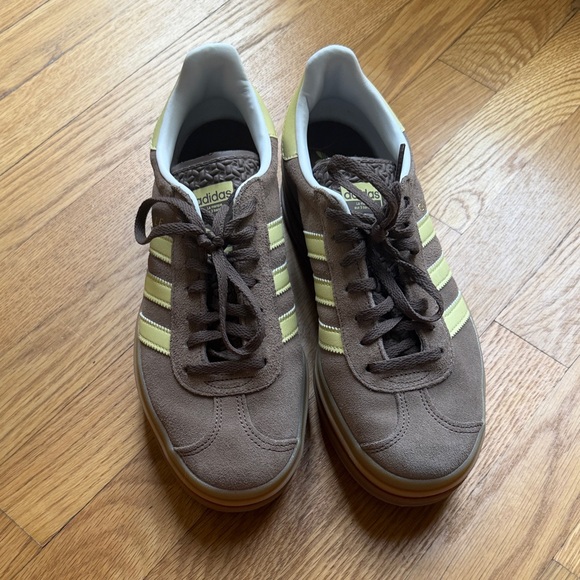 adidas Shoes - adidas gazelle Brown Suede Sneakers with Light Yellow Stripes